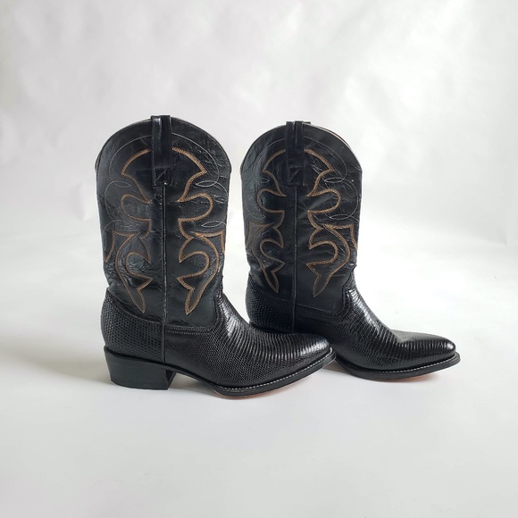 Exotic Leather Dark Brown Cowboy Boots. New - Picture 2 of 12